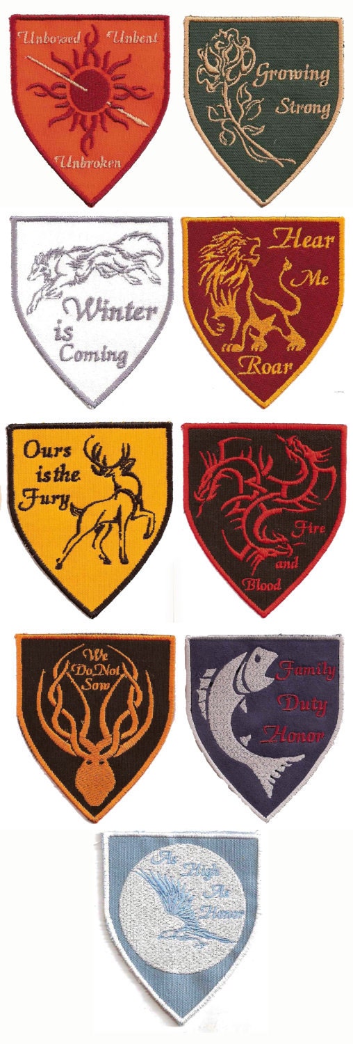 Game of Thrones Patches, Song of Ice and Fire, PICK ANY SIX