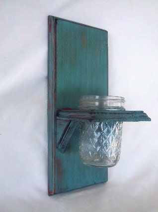 Distressed Mason Jar  Shelf