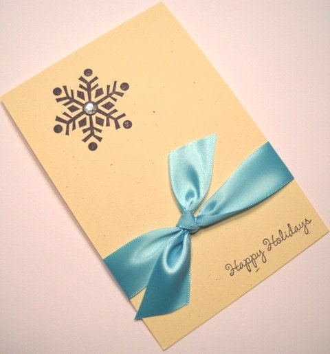 Holiday Cards Set of 12 - Satin and Snowflake