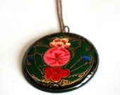 MAY 10% SALE painted hippy pendant wooden disc large, necklace