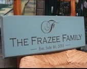 Something Blue...Carved Engraved Wedding or Family Name Sign..8x20 ...Awesome Gift
