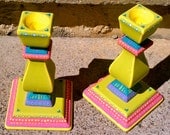 Hand Painted Spring Theme Wooden Candle Holders