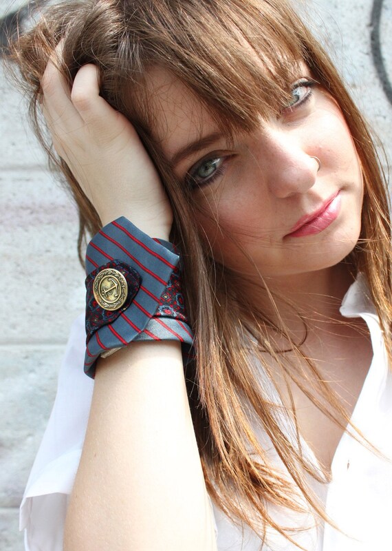 vintage silk wrist wrap - a reconstucted and upcycled tie
