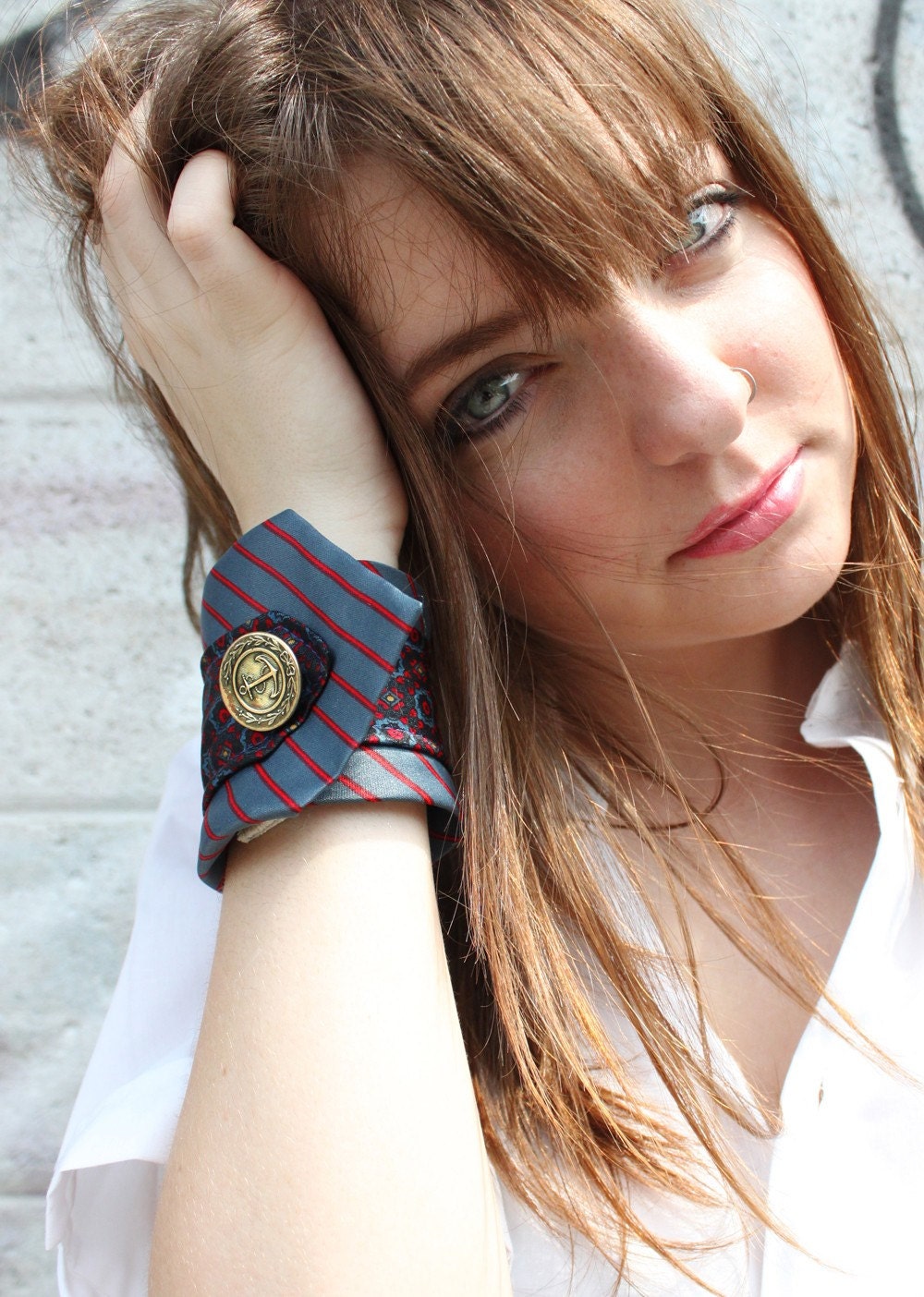 vintage silk wrist wrap - a reconstucted and upcycled tie