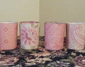 Votives Pretty Pink & Green Design - Set of 6