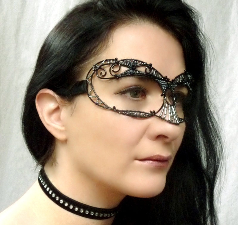 gothic masquerade mask, black, women, costumes, accessories, handmade
