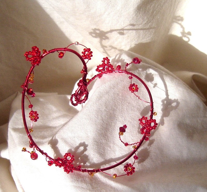 Red and gold hair vine, handmade