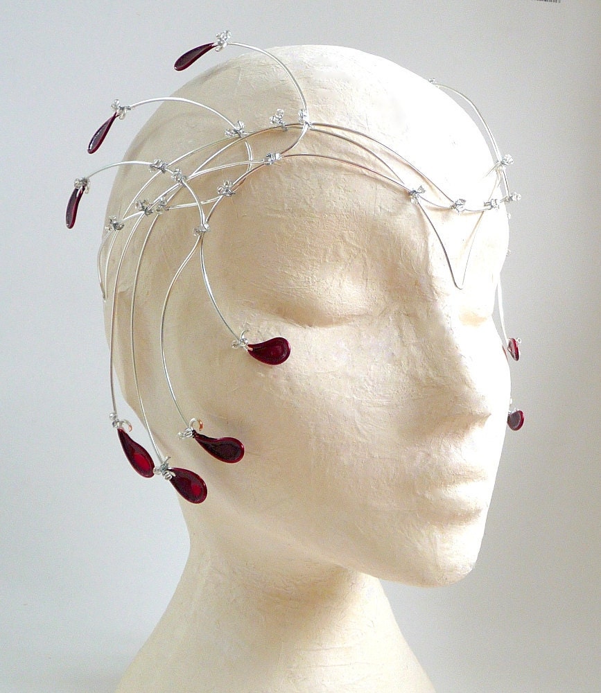 Silver and deep red circlet, handmade