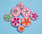 Flower Sewing Buttons - 1 inch fabric covered button w/ shank  and more sizes - 8pcs