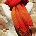 Handwoven Red And Yellow Linen Flax Scarf (Shawl)