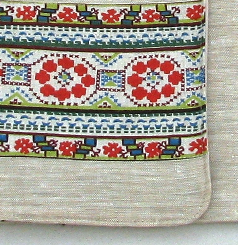 Linen Laptop sleeve- Ornaments Nationales Num 2- 17 inches Macbook Pro