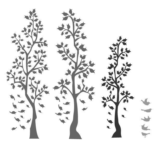 Vinyl Wall Sticker Decal Art - Spring Trees