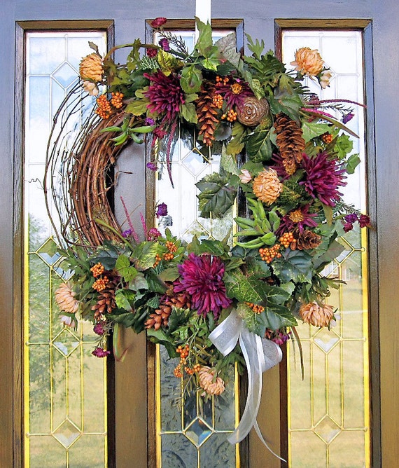 Fall Wreath Silk Flower Arrangement Wall Decor By Everythingfloral