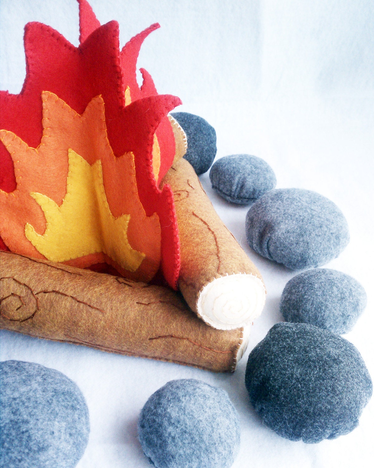 Felt Campfire Plush Playset- flames, logs and rocks - Kklaus