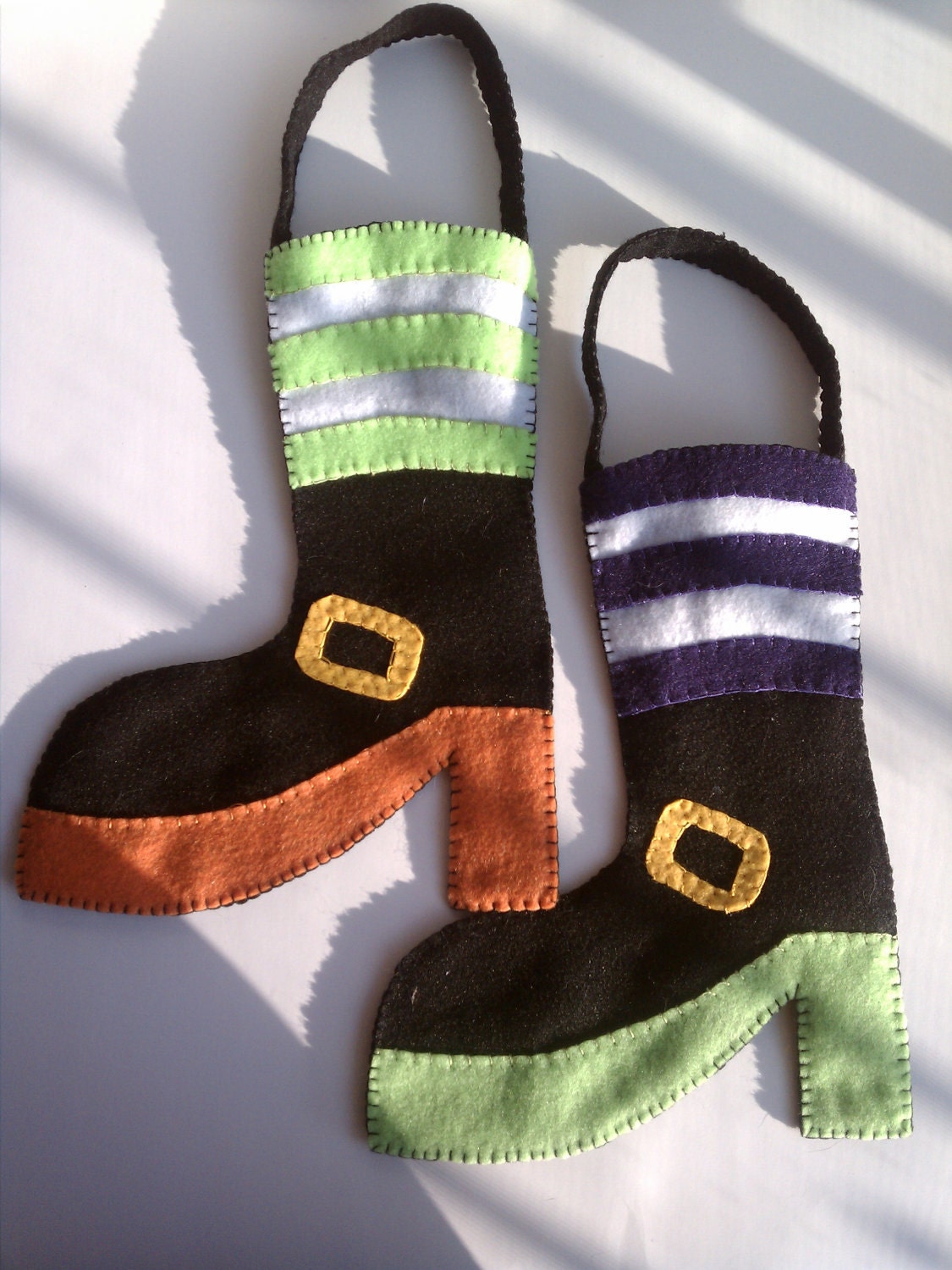 Witch's boot treat bag or Halloween stocking decoration - Choose your colors