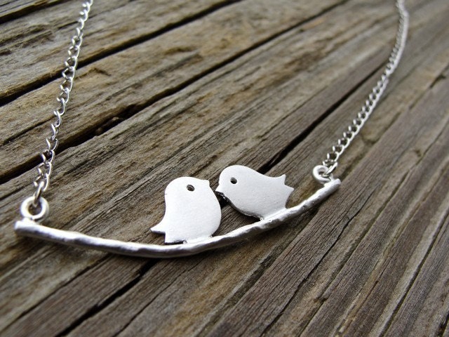 Silver Tweeting on a Branch Necklace