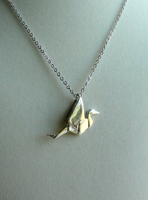Sterling Silver Origami Crane Necklace