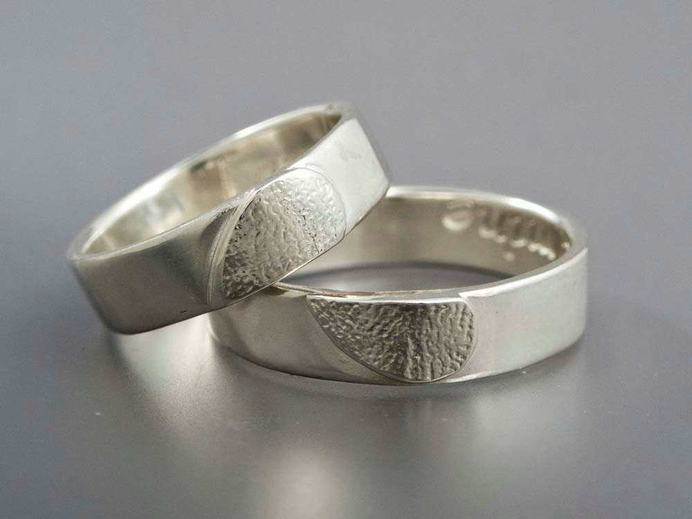 Heart Wedding Ring Set - We Hold One Heart in Sterling Silver
