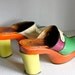 SALE // vintage 60s/70s color block clogs // leather // groovy far-out style // size 8 ish // reduced from 65.00