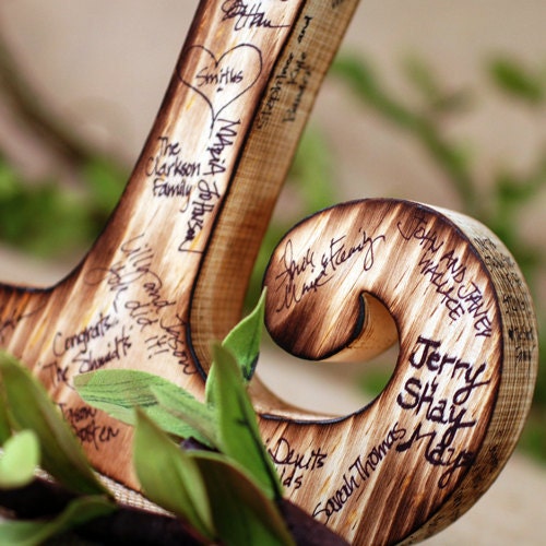 Wooden Guest Book Letter with Twig Style Pen and Custom Engraving - Any letter available- rustic, woodland, personalized wedding