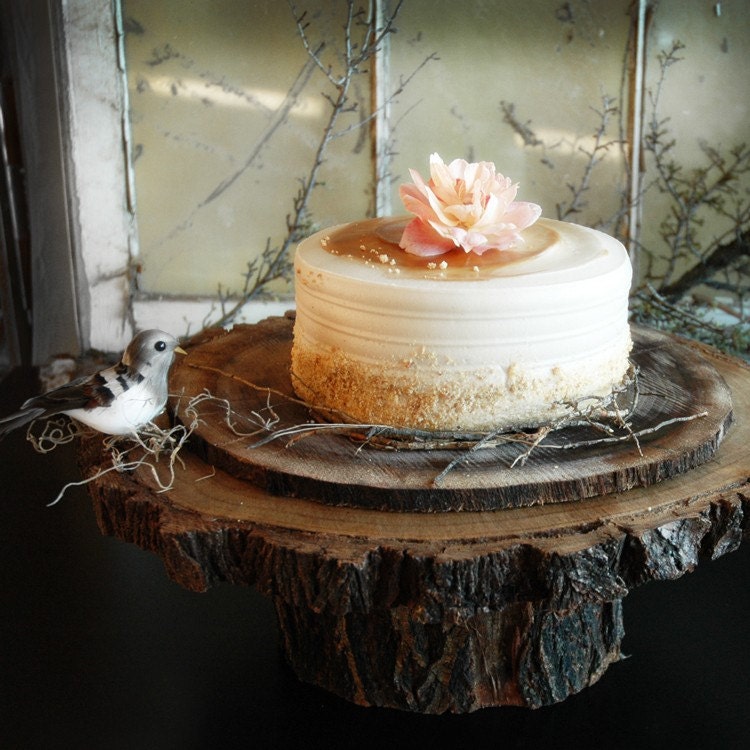 17 inch Large Rustic Wood Cake Stand