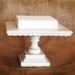 Shabby Chic White Pedestal Antiqued Cake Stand - Square