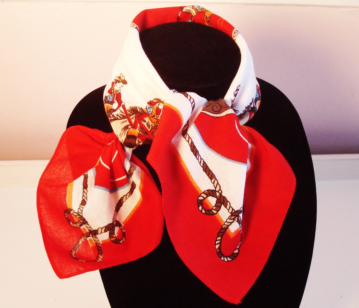 60's Cowgirl Themed Western Scarf