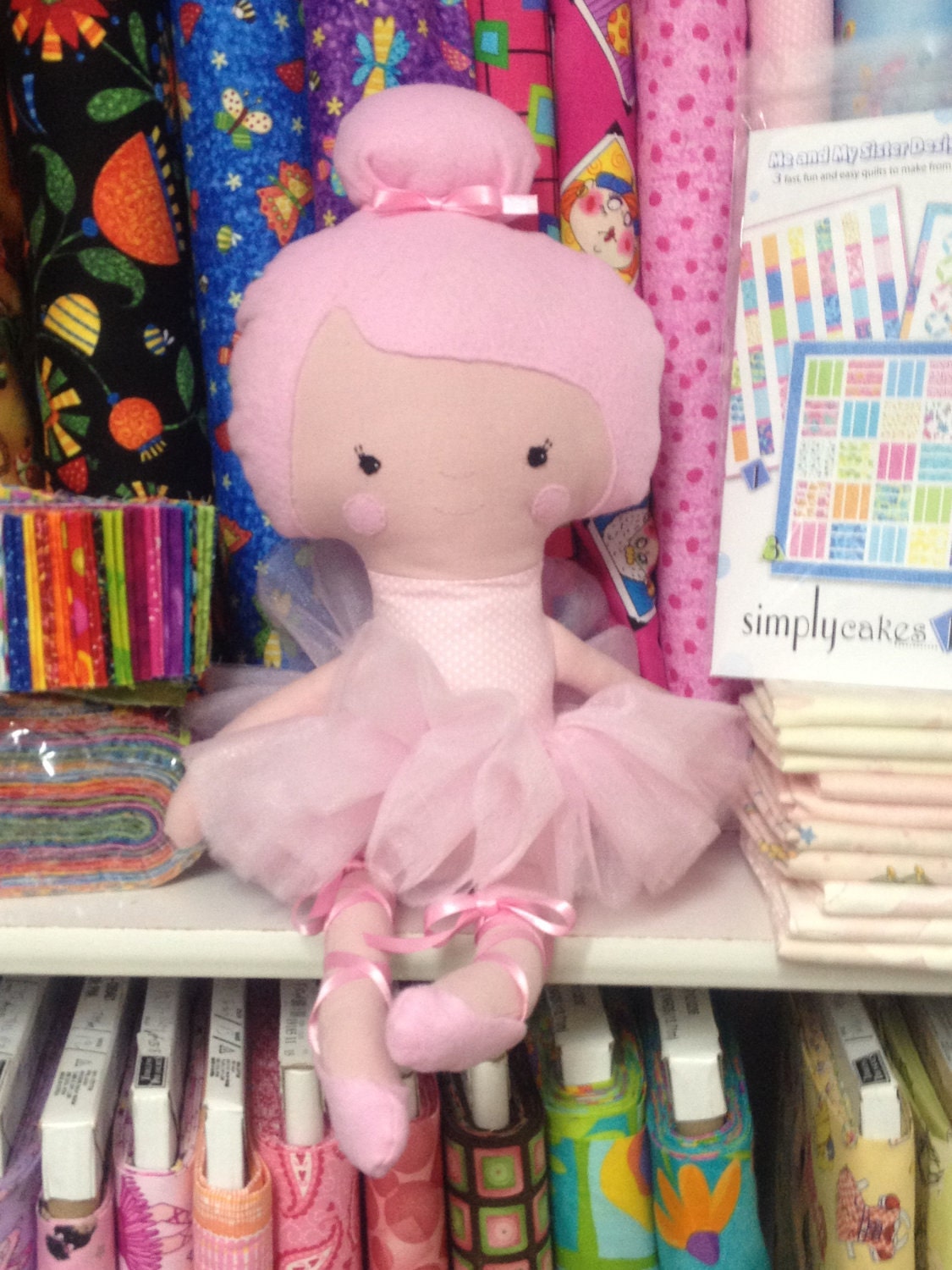 Bella. 20" Light Pink Fabric Ballerina Doll by justforfunbyjodi