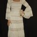 Vintage 1960s White Mexican Wedding Dress with sheer lace and bell sleeves by designer Gonzalo Bauer, xs