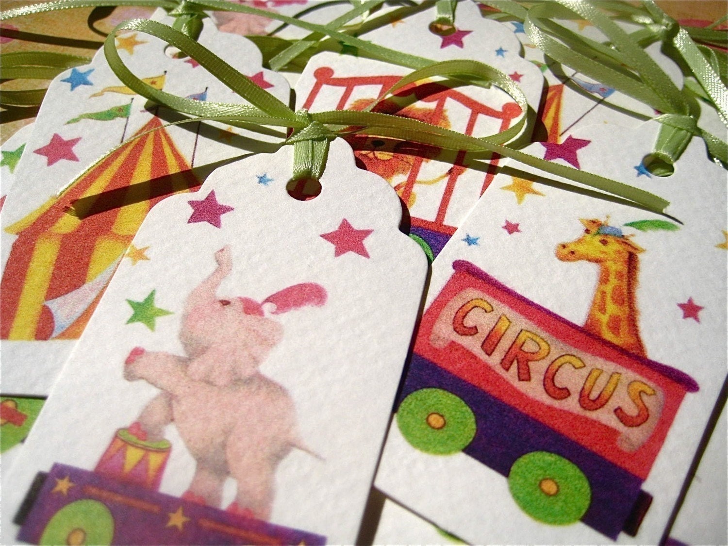 Circus Carninval Hang Tags, Vintage Inspired Set of 12 Gift Tags