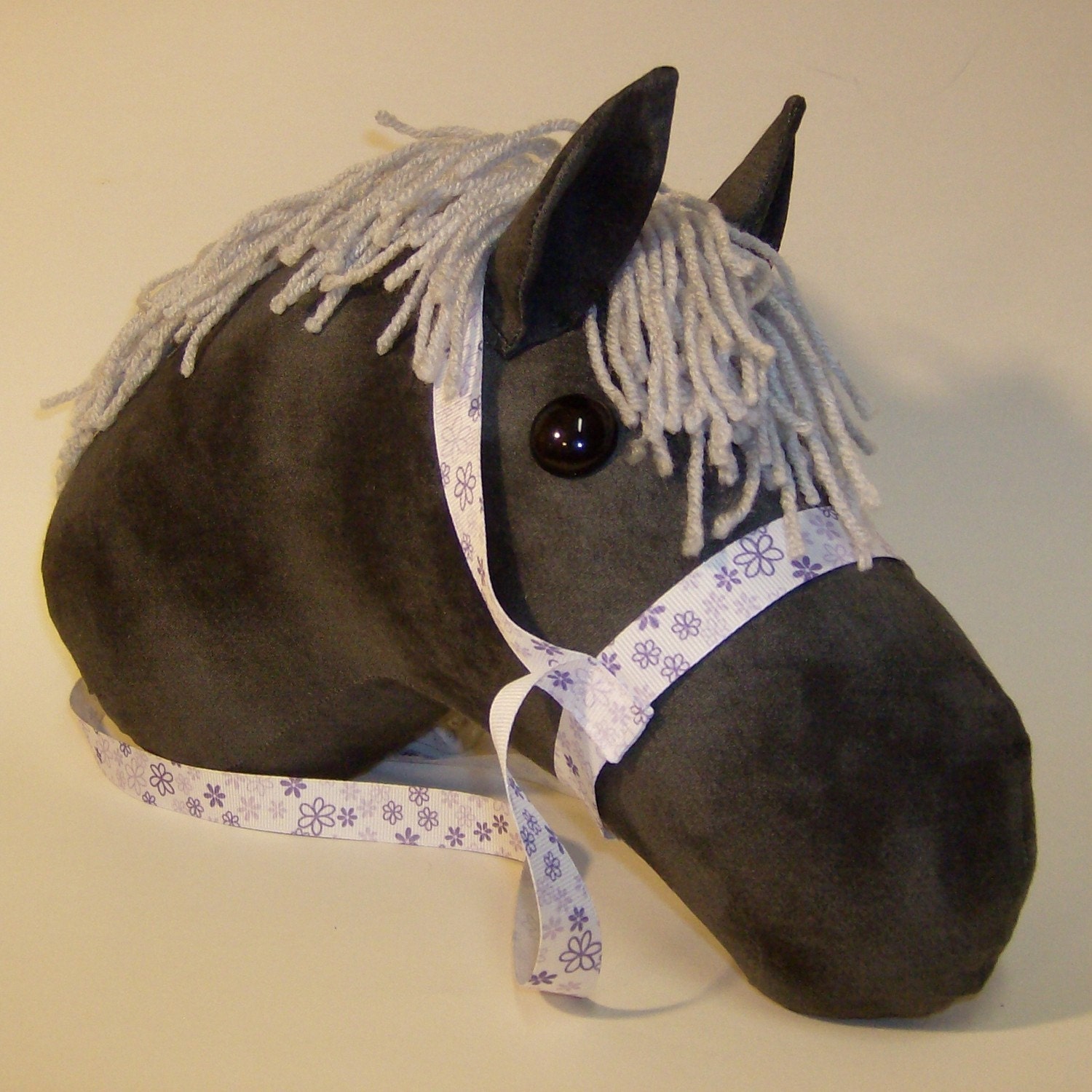 Charcoal Gray stick horse head by LilsGarden on Etsy