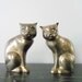 midwinter 15% off sale vintage brass cat figurines, patina, animal, pets, bookends, gold toned