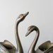 vintage midcentury heavy brass swan figurines, planters, dishes, patina, animal, bird
