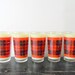 set of five plaid glasses - for him - red - masculine - retro barware