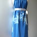 Sundress Royal Blue Floral Orchid Hand Painted Silk Draped Spring Summer Formal Prom Bridsmaid - CUSTOM MADE