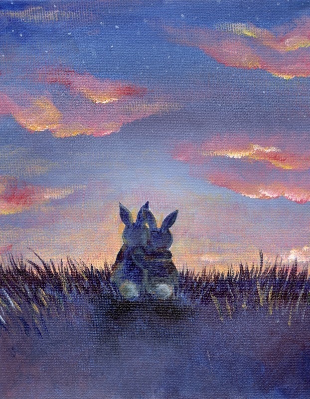 Bunnies At Sunset 5 x 7 Fine Art Print