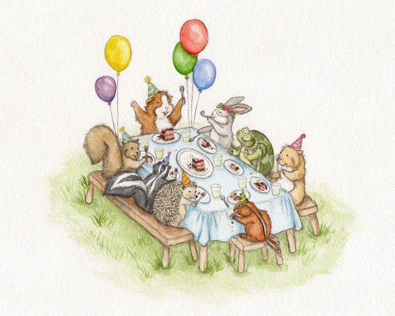 Guinea pig birthday party - 8 x 10 print