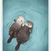 Cute Otter Art print, Holding Hands, Otterly Romantic