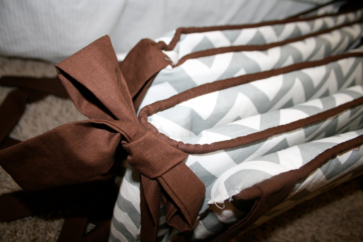 Chevron Custom Crib Bumper- Boy or Girl- YOU PICK DETAILS