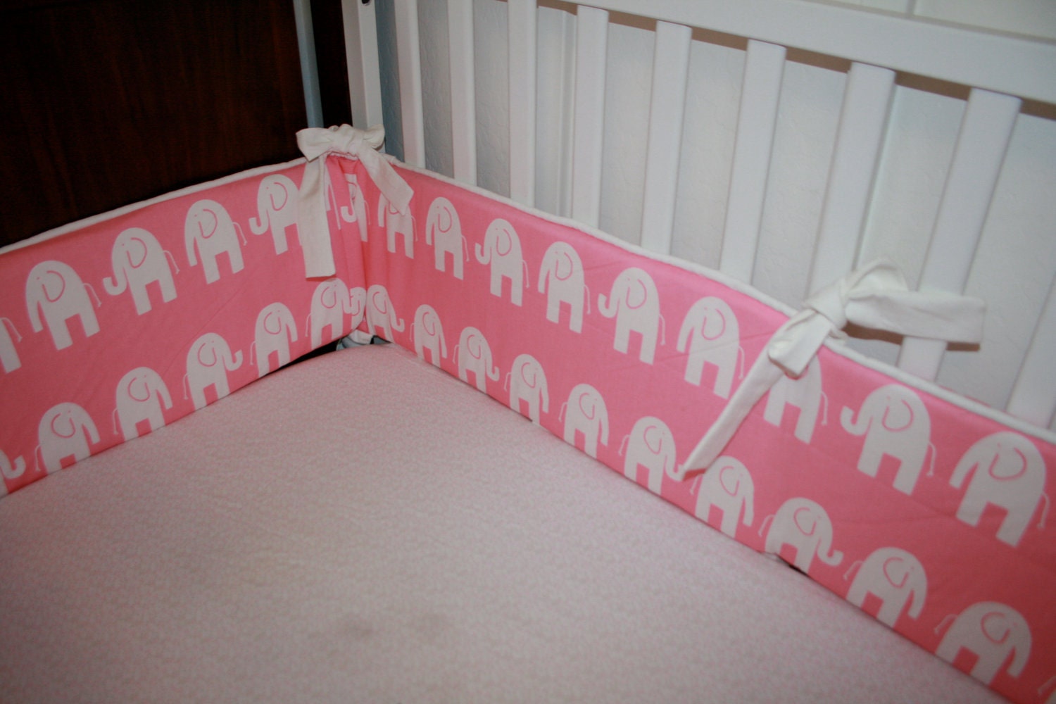 Geometric and Elephant Pink Crib Bumper- YOU PICK DETAILS