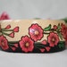 Blooms Pink Wood Bangle Bracelet Painted Pyrographed