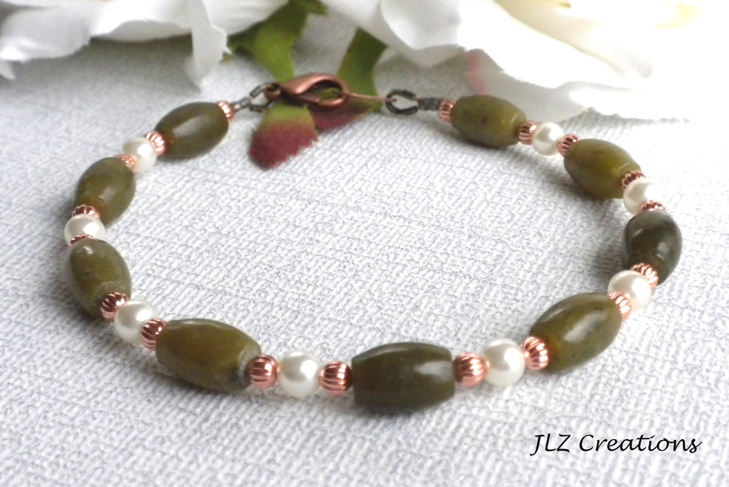 Olive Jade Handmade Beaded Bracelet