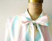 vintage secretary blouse : AQUA BALLET striped top