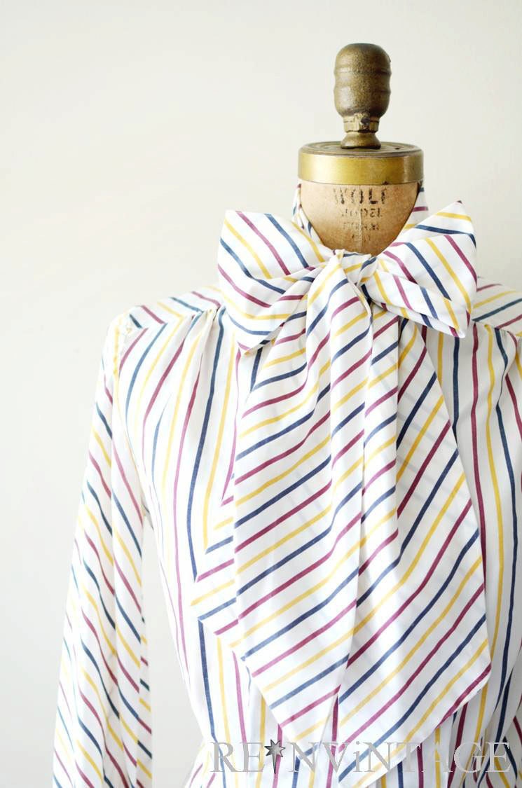 vintage 1960s blouse - striped secretary top / Shannon Rodgers for Jerry Silverman