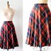 vintage pleated skirt : 1970s holiday red tartan plaid wool skirt
