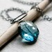 London Blue Topaz Necklace Oxidized Sterling Silver Denim Bijoux Droplet