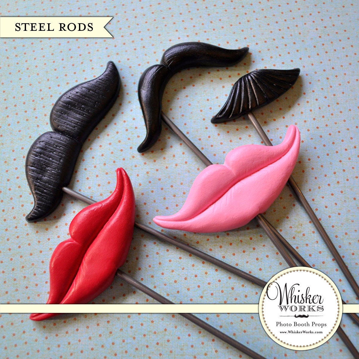 Photobooth Party Props on STEEL RODS - The Bosom Buddies - Set of 5