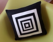Decorative Pillow - 14x14 - Throw Pillow - Black and White Pillow - Cotton Pillow - Recycled Pillow - Geometric Pillow