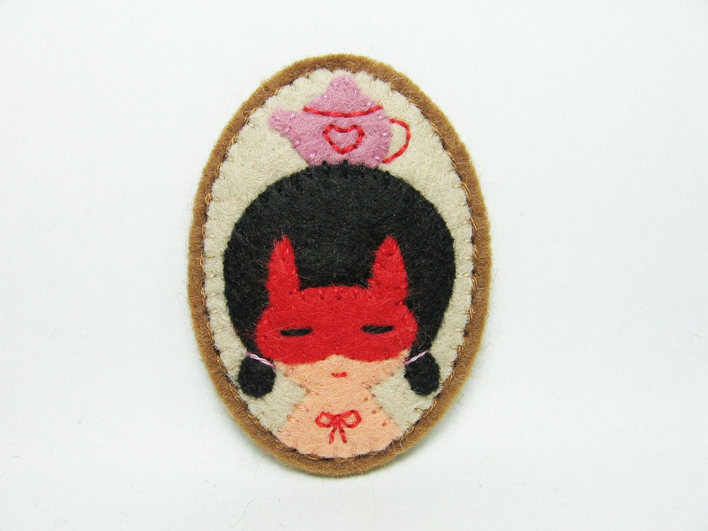 Carnival girl - rabbit disguise - felt pin
