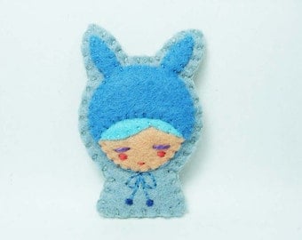 Rabbit disguise felt brooch - made to order
